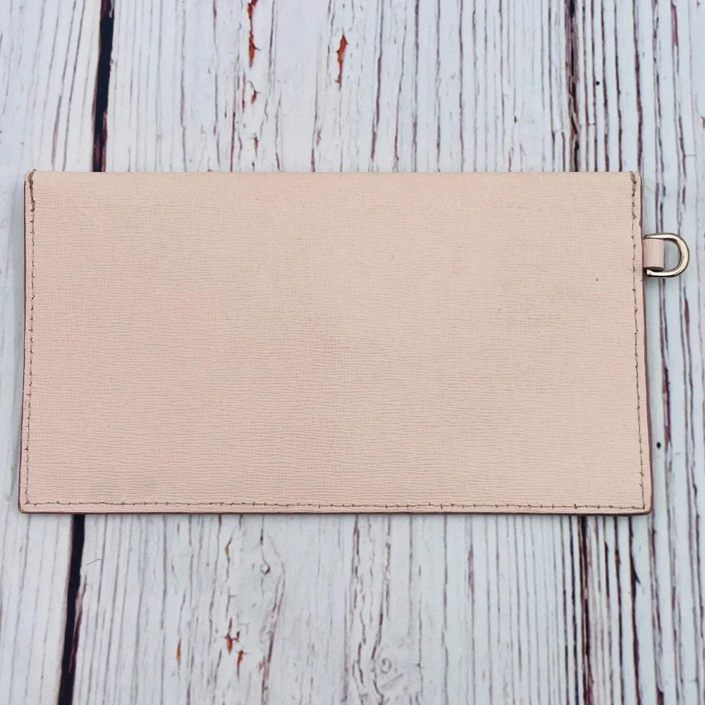 Dooney & Bourke Pink Textured Leather Envelope Clutch Wallet‎ Gold Tone Hardware